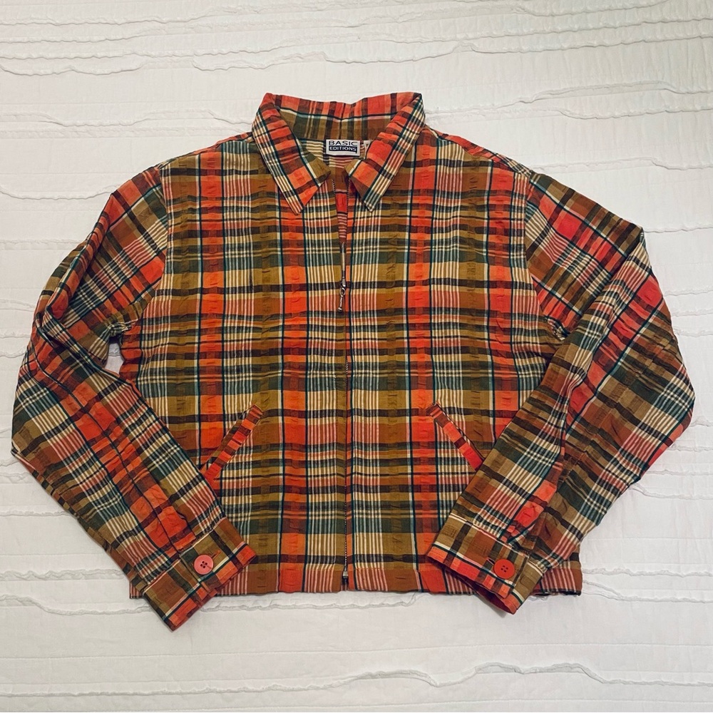 Vintage Seersucker Lightweight Zip-up